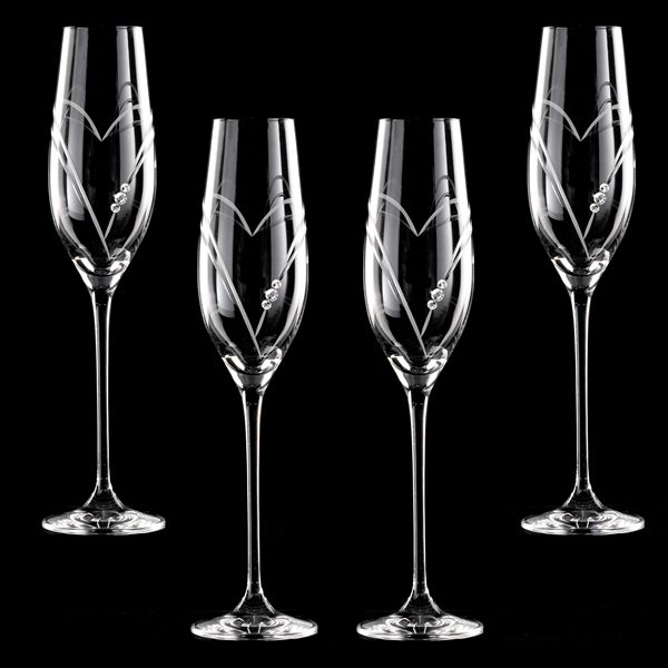 Two Hearts Champagneglas med Swarovski-kristaller - 4 st