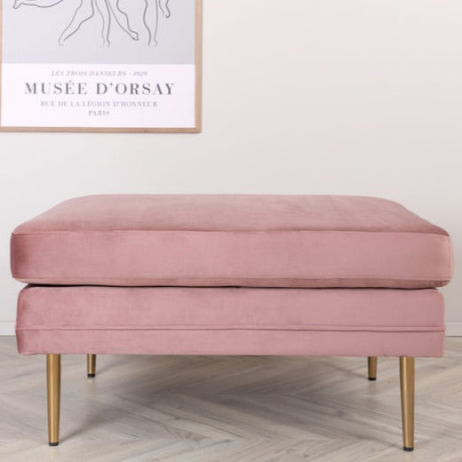 Venture Home Boom Ottoman - Brass / Pink Velvet - Hemboden